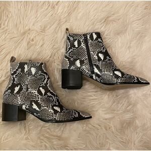 Saks Fifth Avenue US6 Emerson Boots | Snake-Print Leather, Block Heel, Sold Out